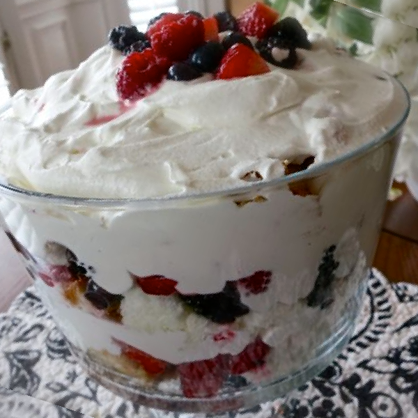 Semi-Homemade Red, White and Blue Berry Trifle