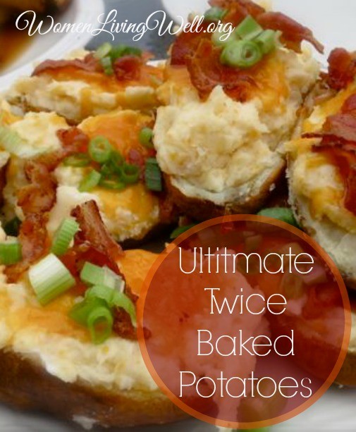 These twice baked potatoes are easy to make and the most delicious ones you'll try. Cheese, sour cream, bacon and a secret ingredient for the ultimate yum! #easyrecipe #potato #sidedish
