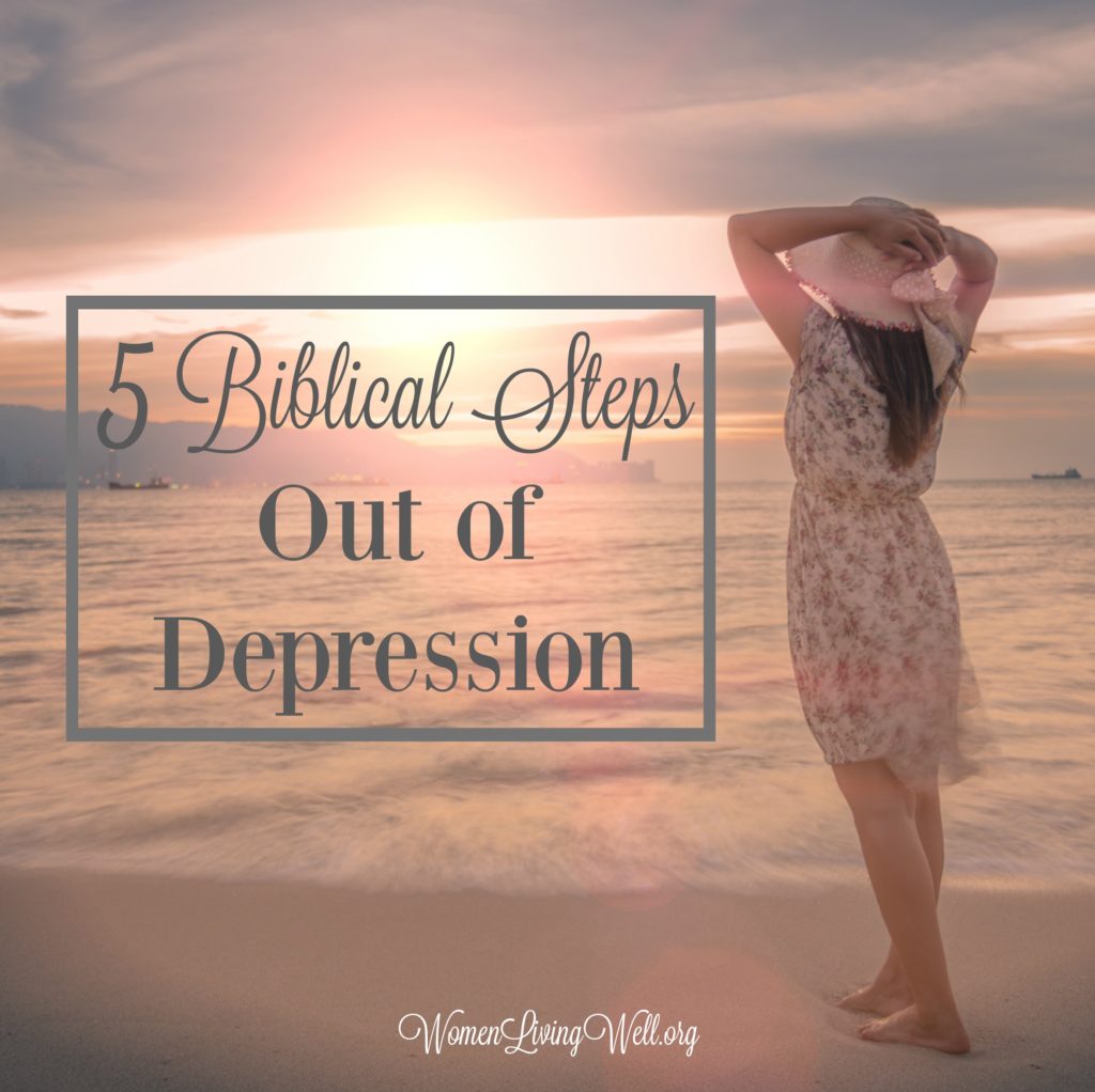 All of us battle depression on some level at one point or another in our life. In the Psalms we find five biblical steps out of depression. #Biblestudy #Psalms #WomensBibleStudy #GoodMorningGirls