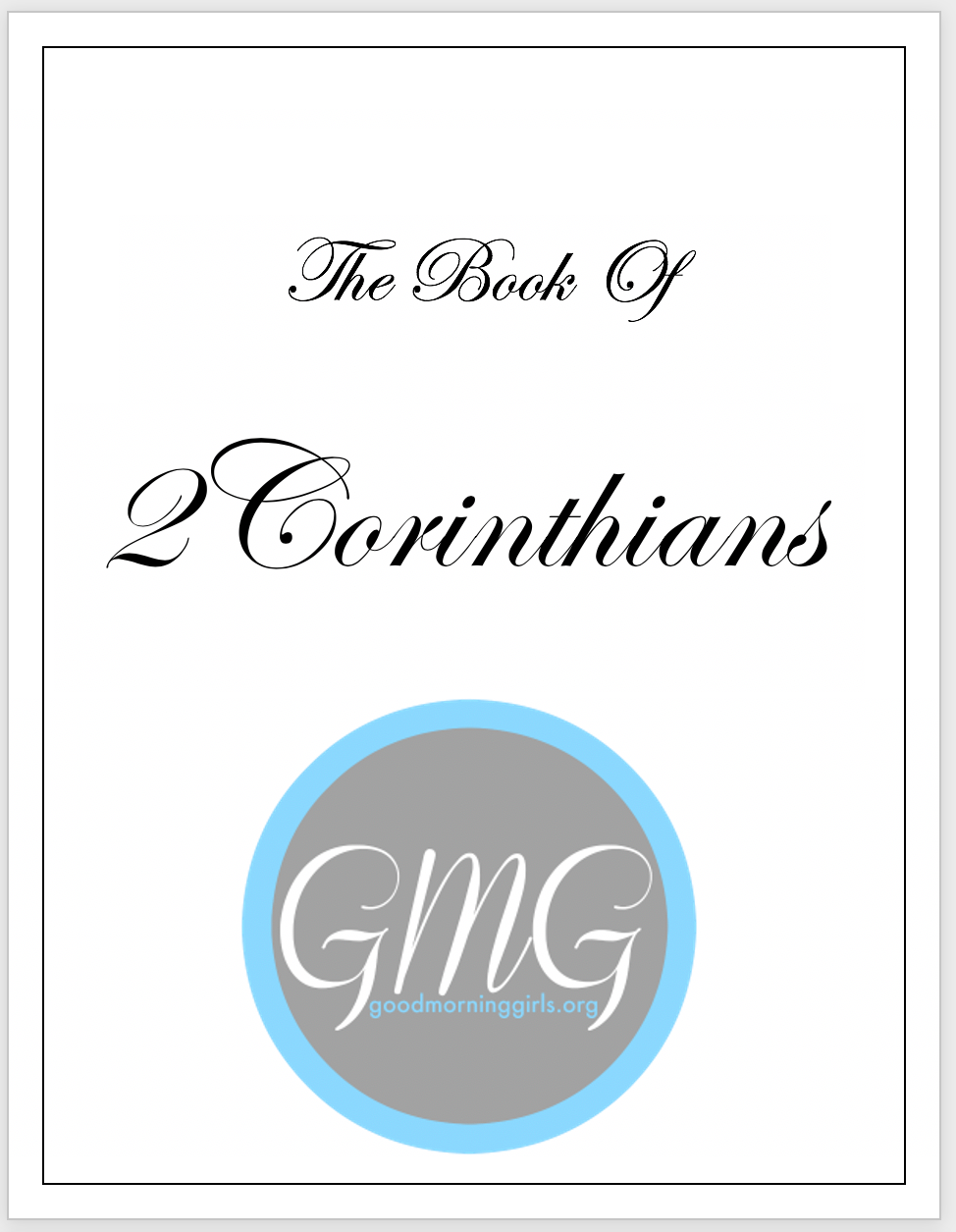 Good Morning Girls Resources for the Book of 2 Corinthians - Women ...