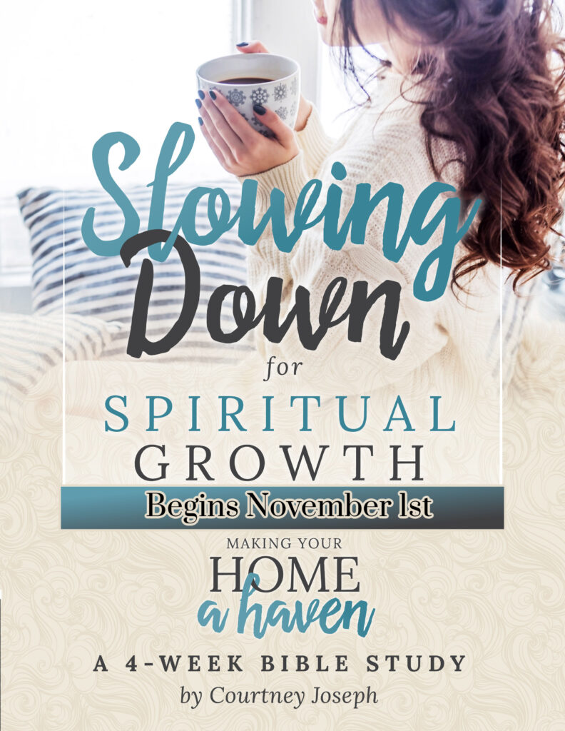 Join me in making our home a haven as we slow down for spiritual growth and sit at Jesus' feet while filling our home with His warmth and joy. #WomenLivingWell #slowingdown #friendship #makingyourhomeahaven