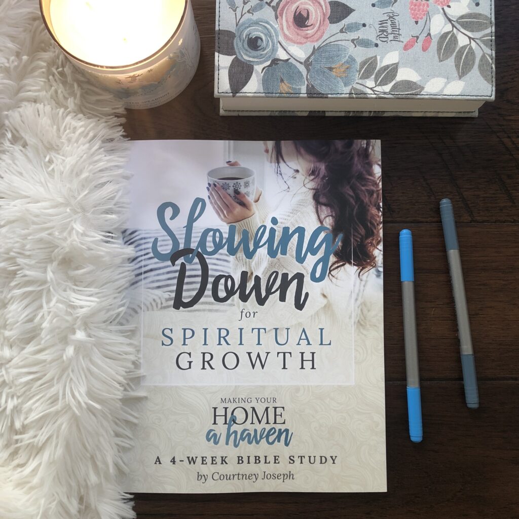 Join me in making our home a haven as we slow down for spiritual growth and sit at Jesus' feet while filling our home with His warmth and joy. #WomenLivingWell #Biblestudy #WomensBibleStudy #makingyourhomeahaven